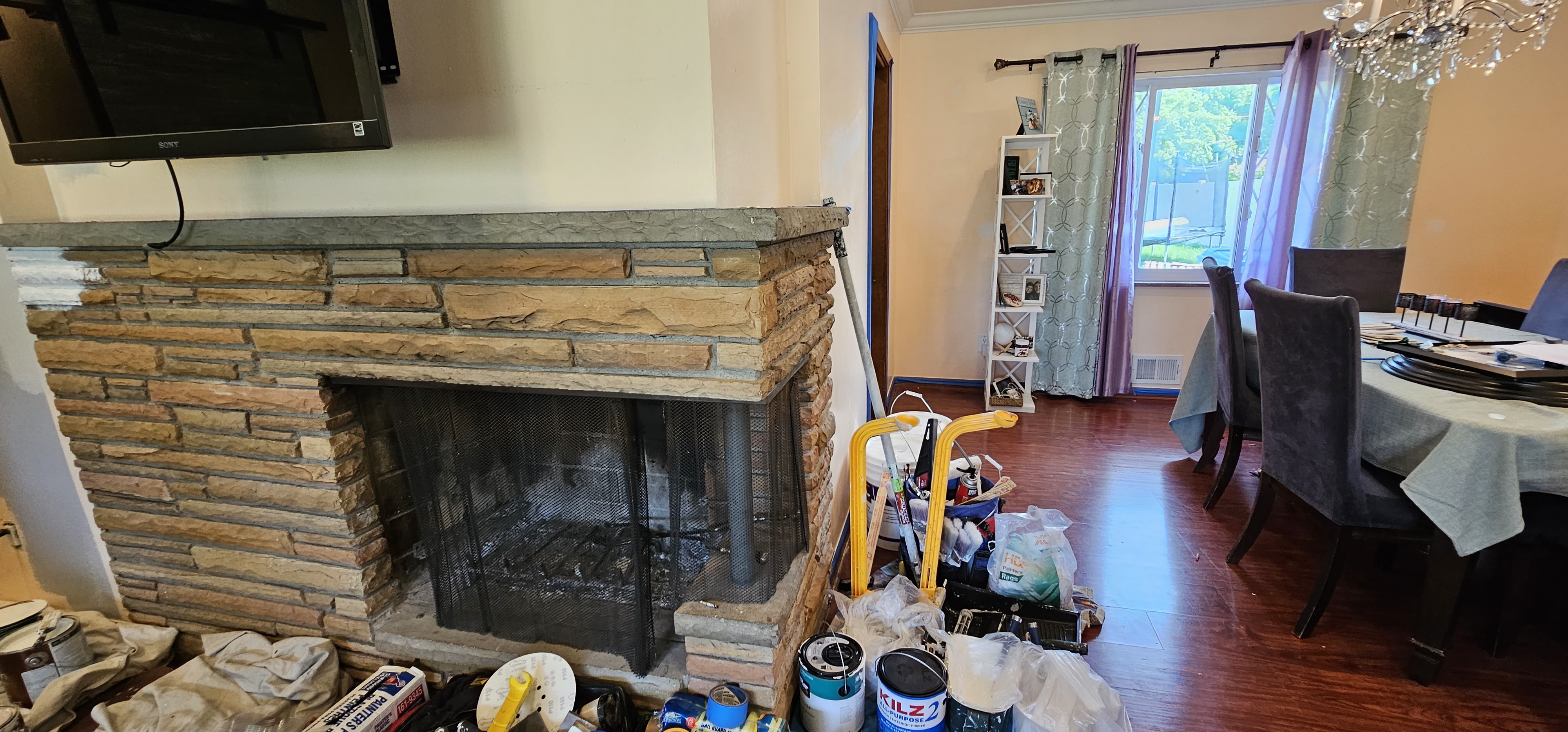 Stone Fireplace — Before